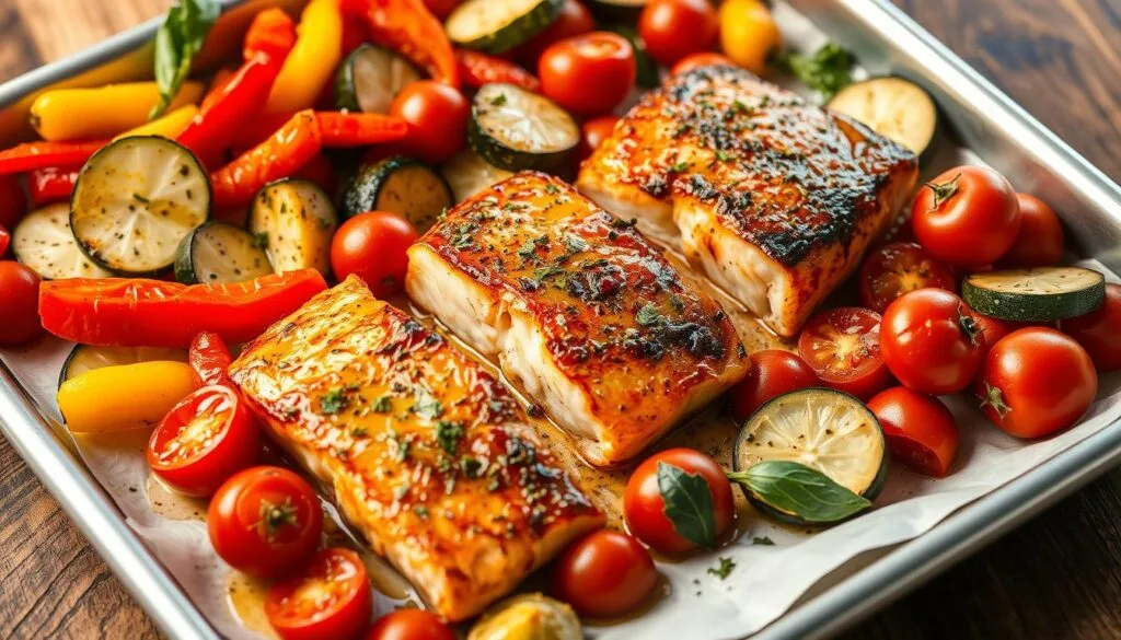 Mediterranean-inspired sheet pan dinner Mediterranean-inspired sheet pan dinner