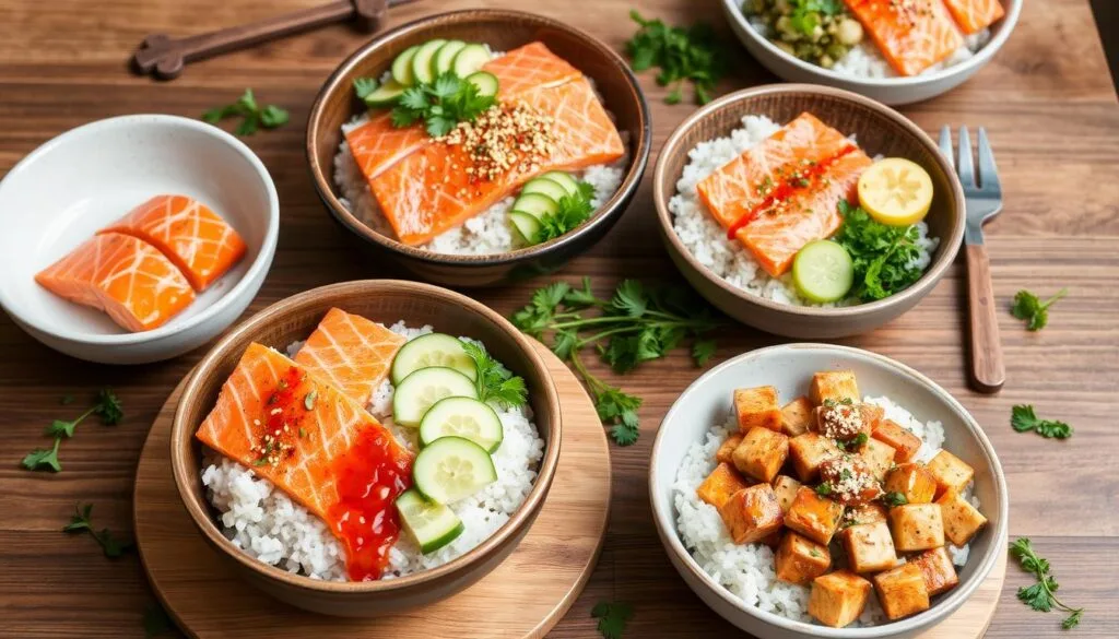 Salmon rice bowl variations Salmon rice bowl variations