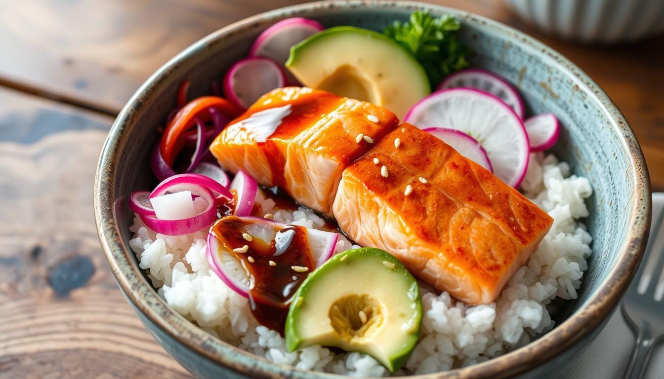 Salmon rice bowl