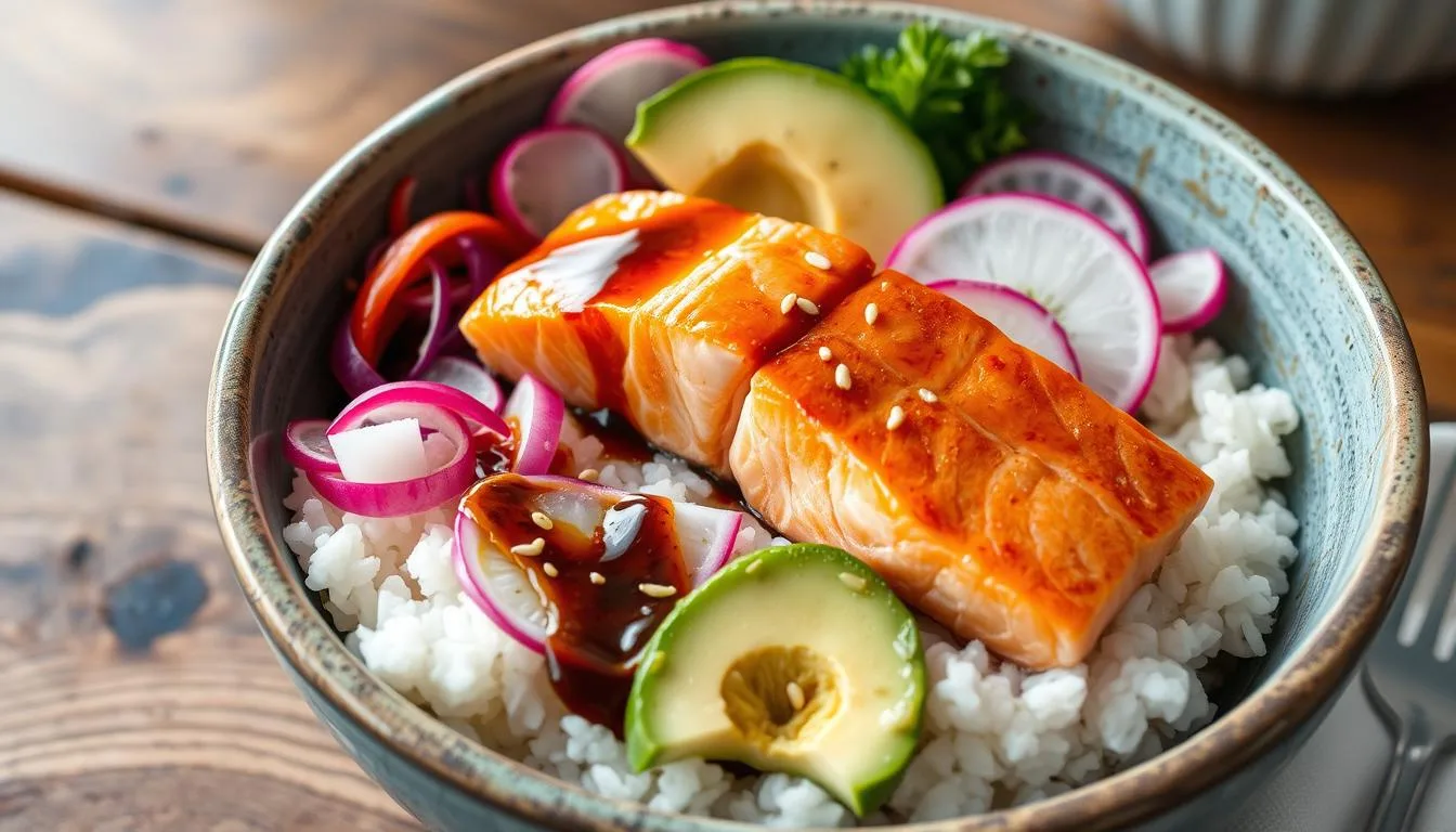 Salmon rice bowl