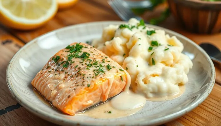 Salmon with mashed potatoes