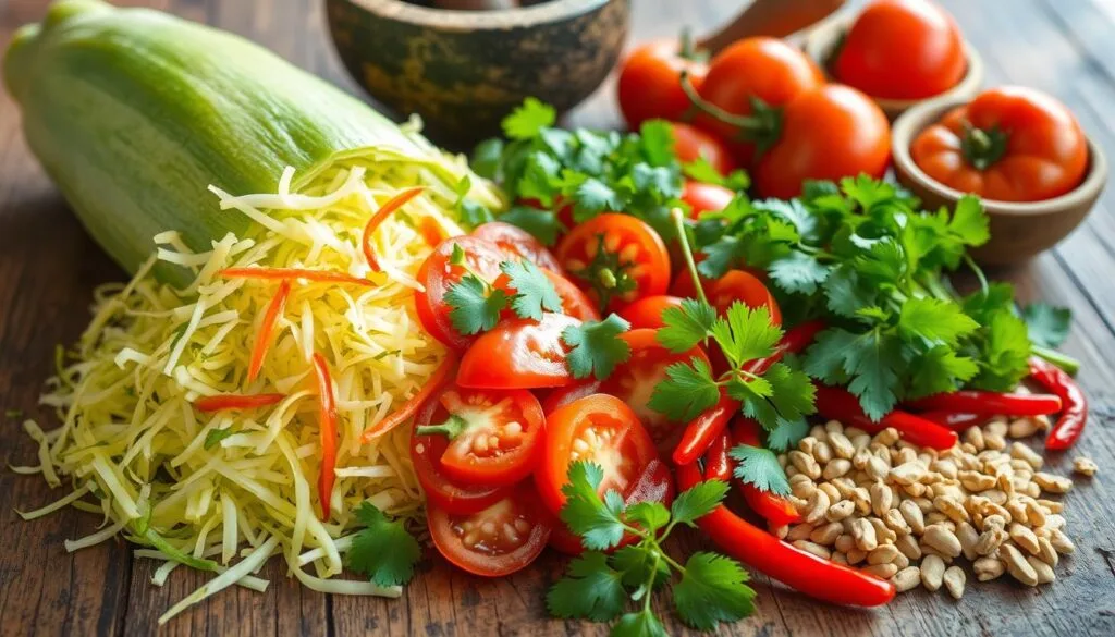 Vegan Green Papaya Salad Preparation Vegan Green Papaya Salad Preparation